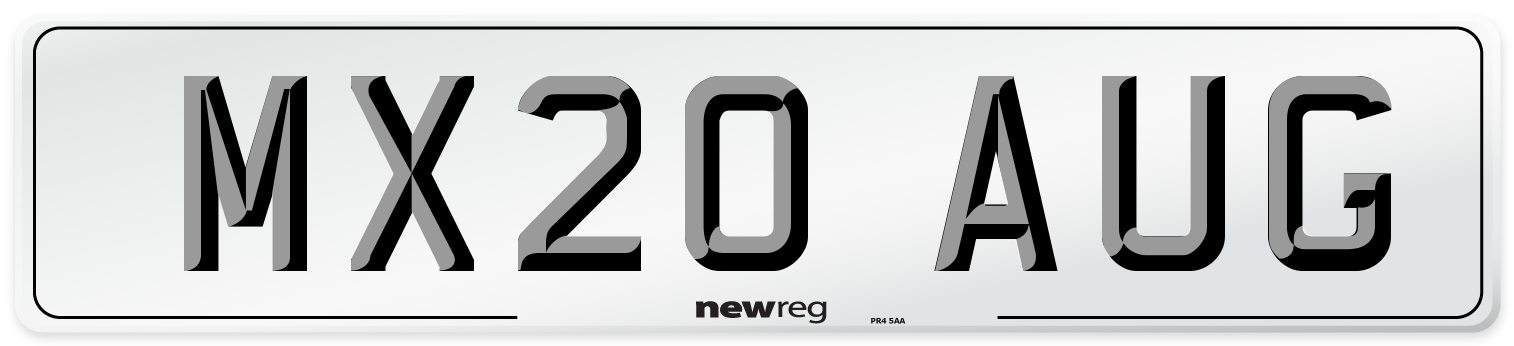 MX20 AUG Number Plate from New Reg